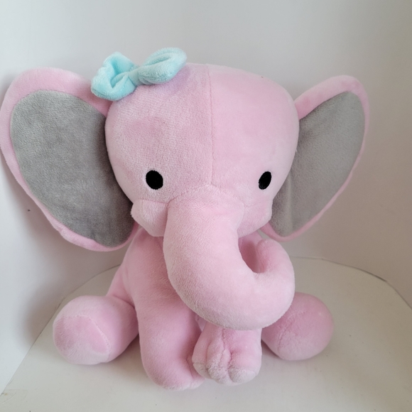 Bedtime Originals Pink Plush Elephant With Gray Ears - Picture 5 of 5